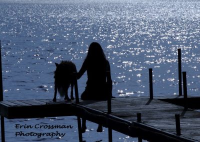 dock-lake-woman-dog